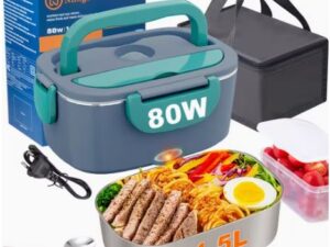 Boîte à déjeuner verte 80W 1,5L en acier inoxydable